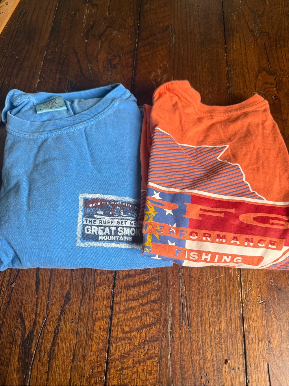 Lot of 2 Shirts - Columbia PFG Georgia and Comfort Colors LS Smoky Mtns - L